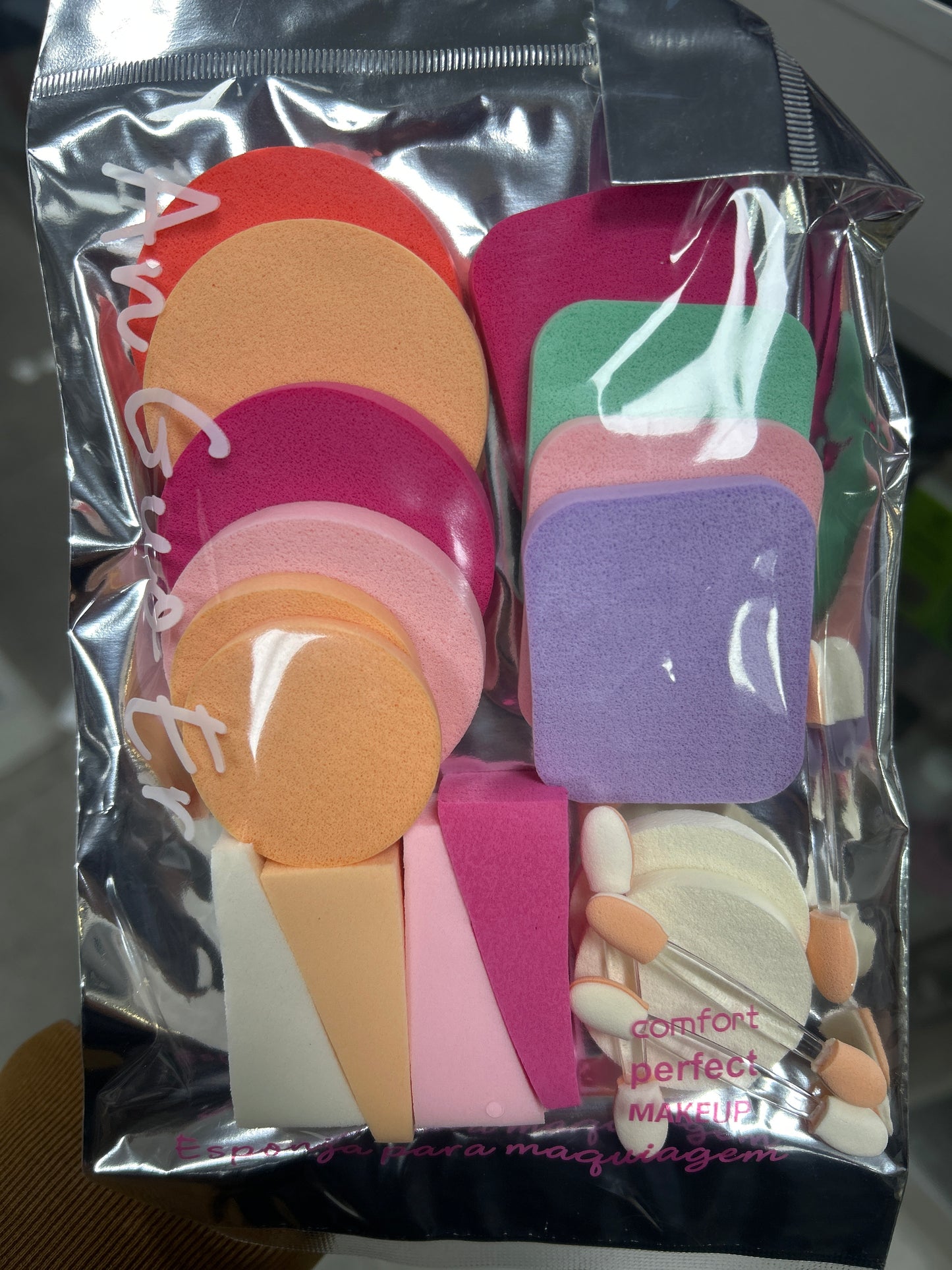 SET METALIZADO ESPONJAS DE MAQUILLAJE SURTIDAS