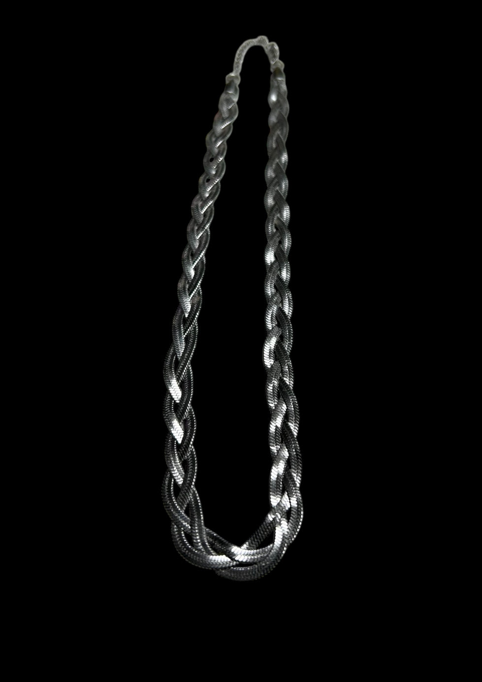 COLLAR TRENZADO ACERO PLATEADO 40cm 10mm