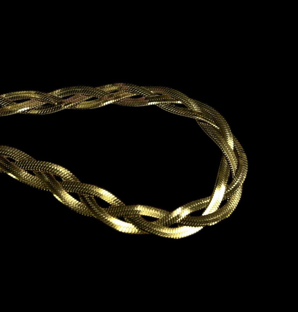COLLAR TRENZADO ACERO DORADO 40cm 10mm