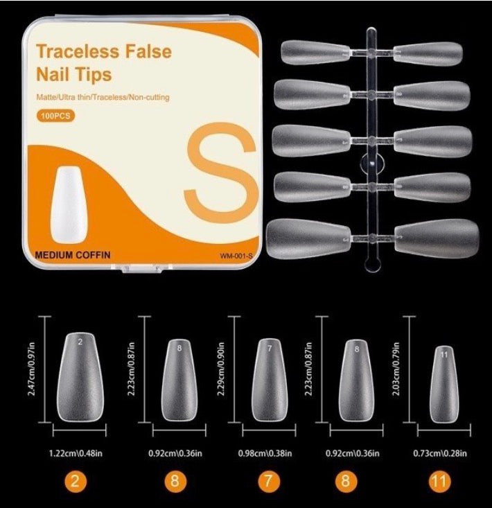 TIPS SOFT GEL MÉDIUM COFFIN TALLA S 100pcs