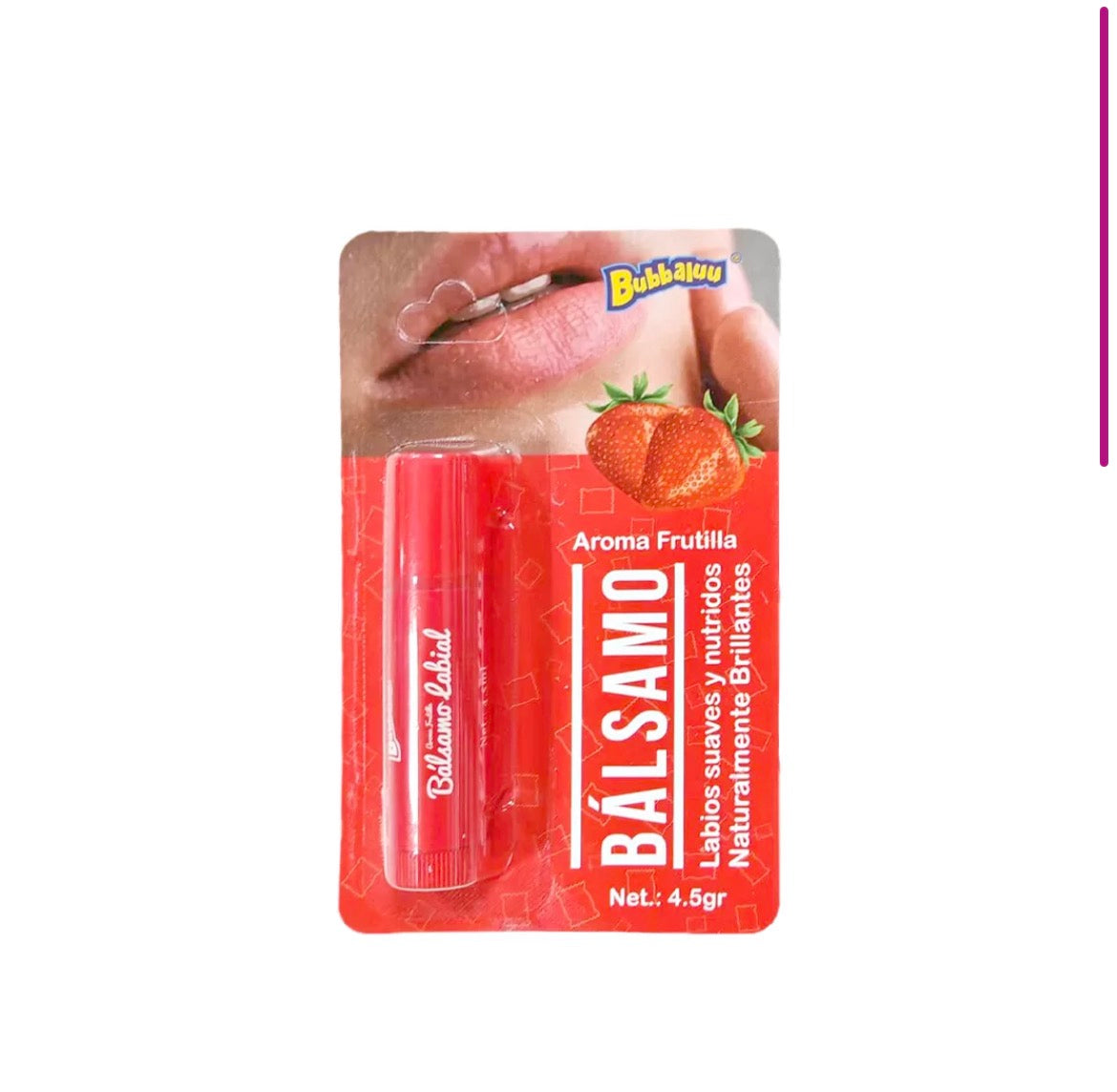 BALSAMO LABIAL HIDRATANTE 4,5gr AROMA FRUTILLA BUBBALUU