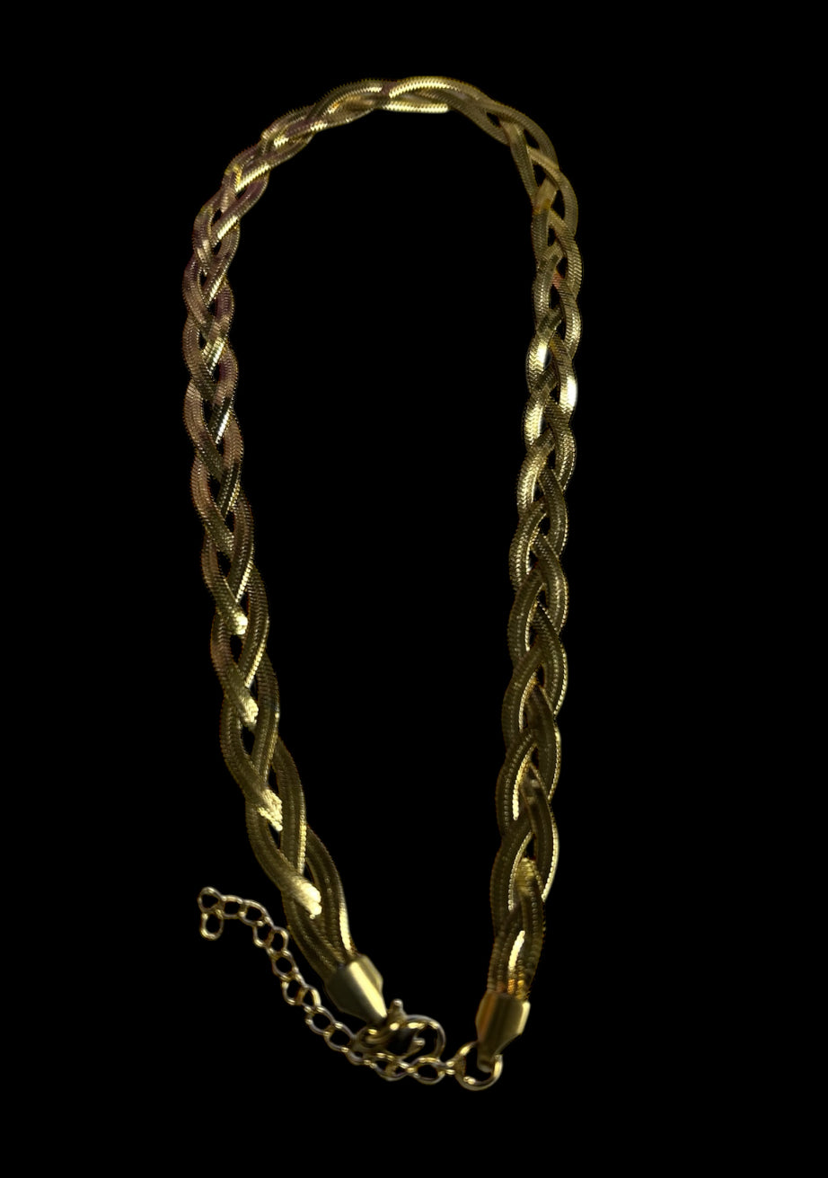 COLLAR TRENZADO ACERO DORADO 40cm 10mm