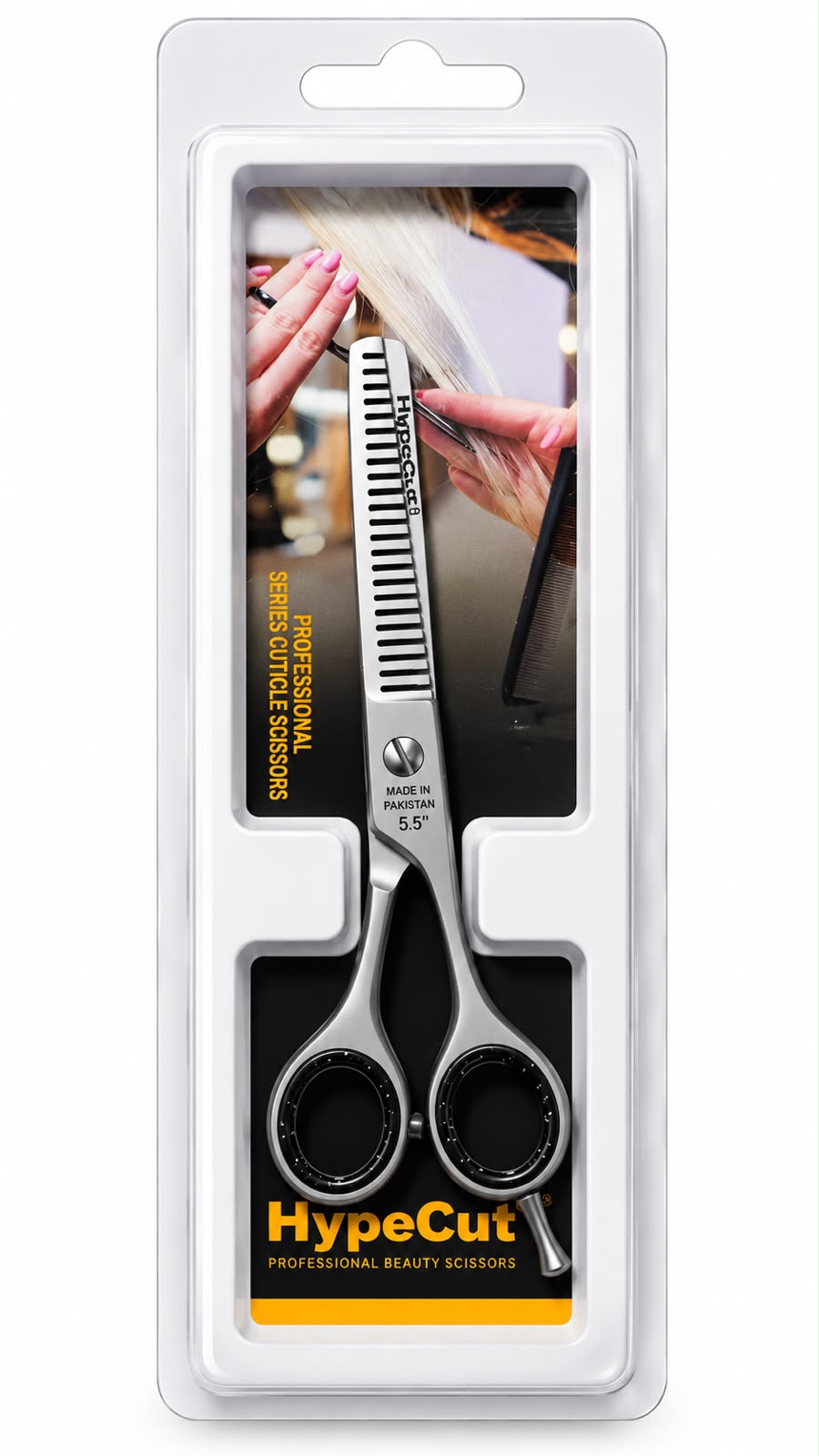 TIJERA ESCULPIDORA HYPECUT 5.5” SILVER PROFESIONAL ACERO PAKISTANÍ
