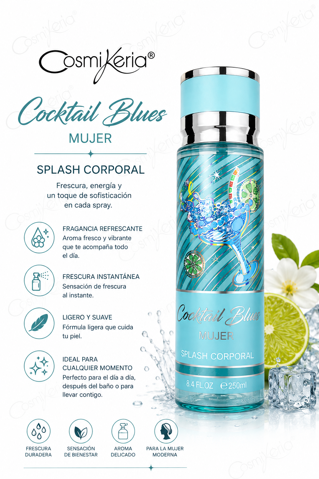 COCKTAIL BLUES SPLASH CORPORAL MUJER ÁRABE 250 ml