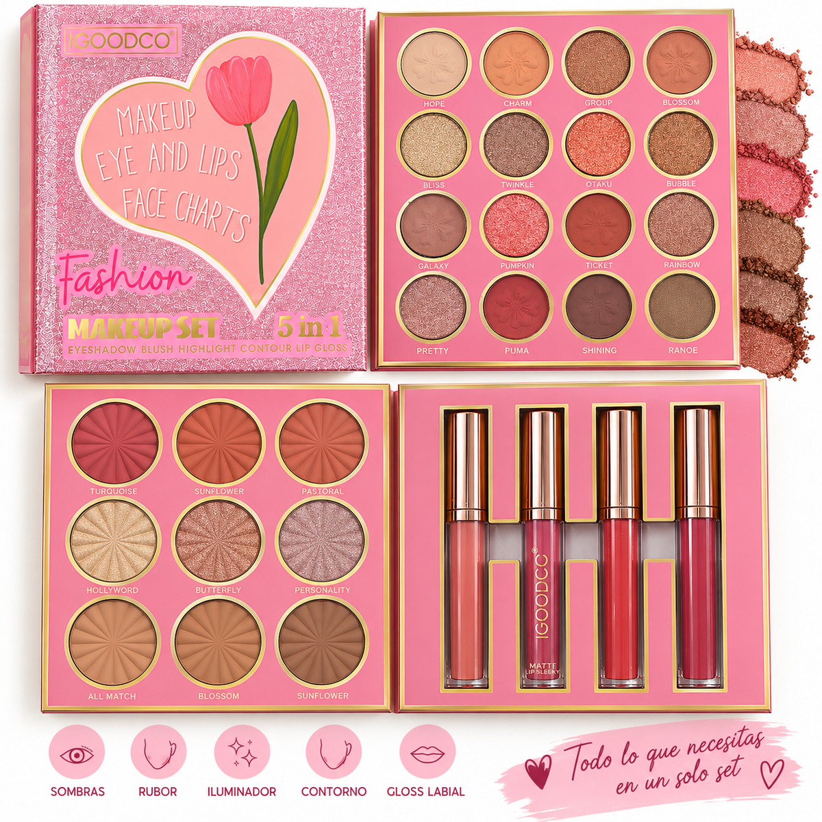 SET DE MAQUILLAJE 5 en 1 ROSA