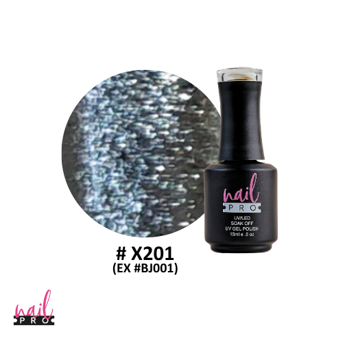 ESMALTE PERMANENTE x201NAIL PRO (plateado glitter intenso)