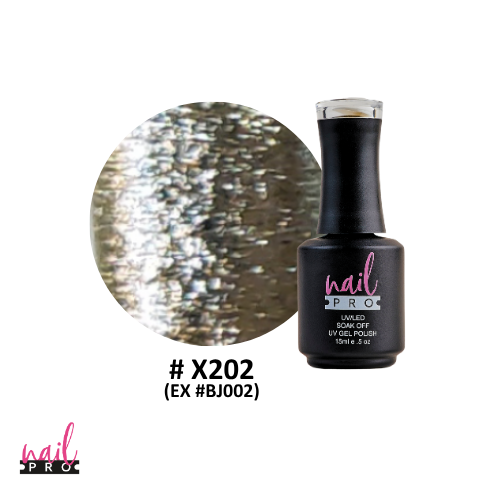 ESMALTE PERMANENTE X202 NAIL PRO (glitter dorado intenso)