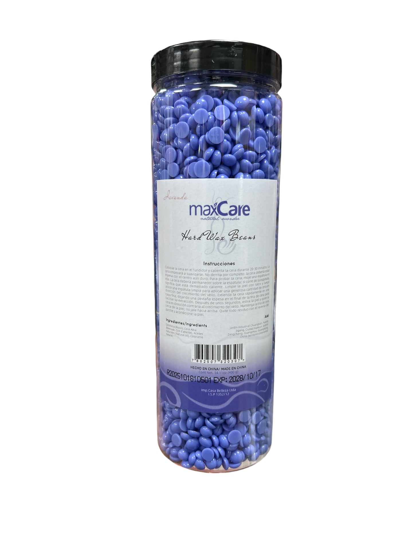 CERA ELASTICA DEPILATORIA 400gr (LAVANDA)MAXCARE