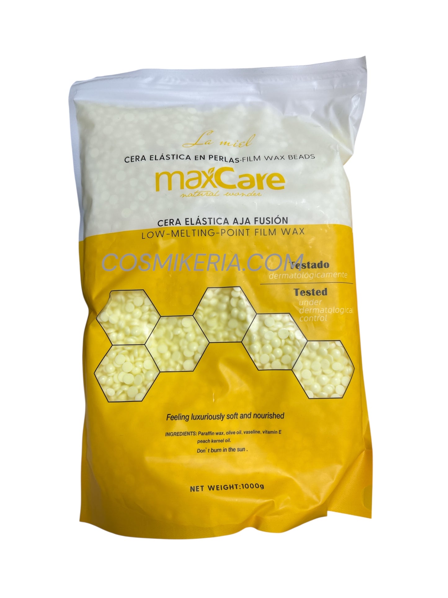 CERA ELÁSTICA DEPILATORIA 1kilo (MIEL) MAXCARE