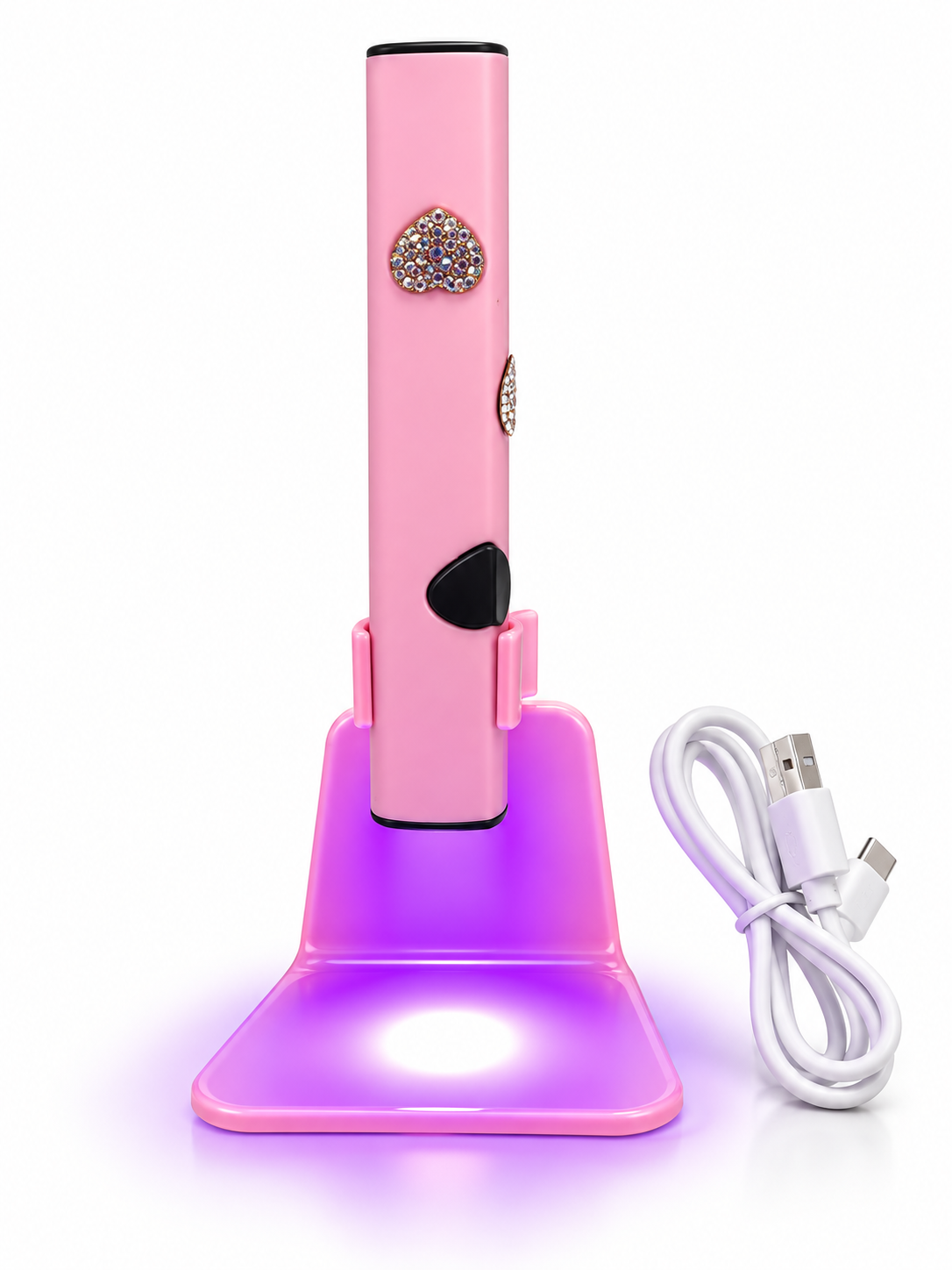 LÁMPARA PARA TIPS SOFT GEL INALÁMBRICA CON BASE (ROSA)