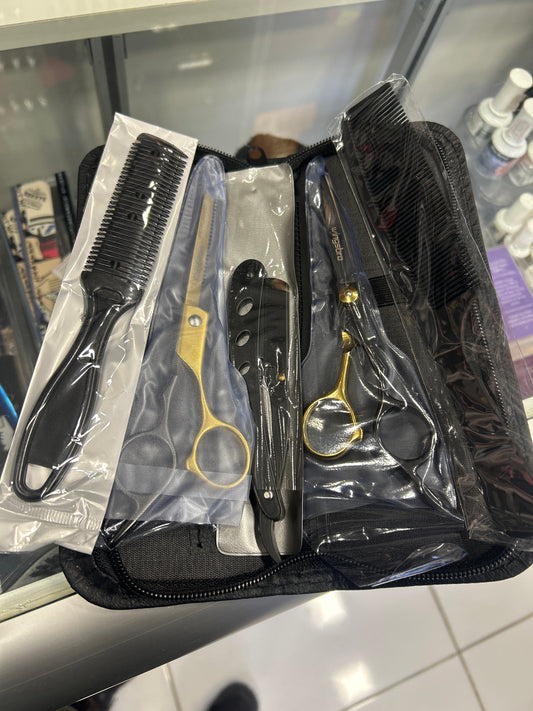 PACK TIJERAS NEGRA DORADA