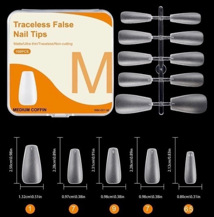 TIPS SOFT GEL MEDIUM COFFIN TALLA M 100pcs