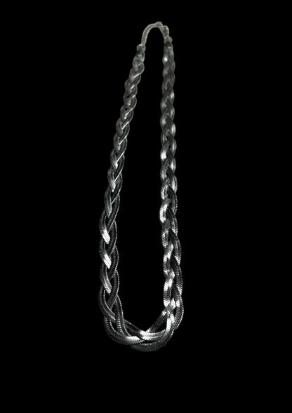 COLLAR TRENZADO ACERO PLATEADO 40cm 10mm