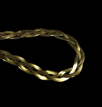 COLLAR TRENZADO ACERO DORADO 40cm 10mm