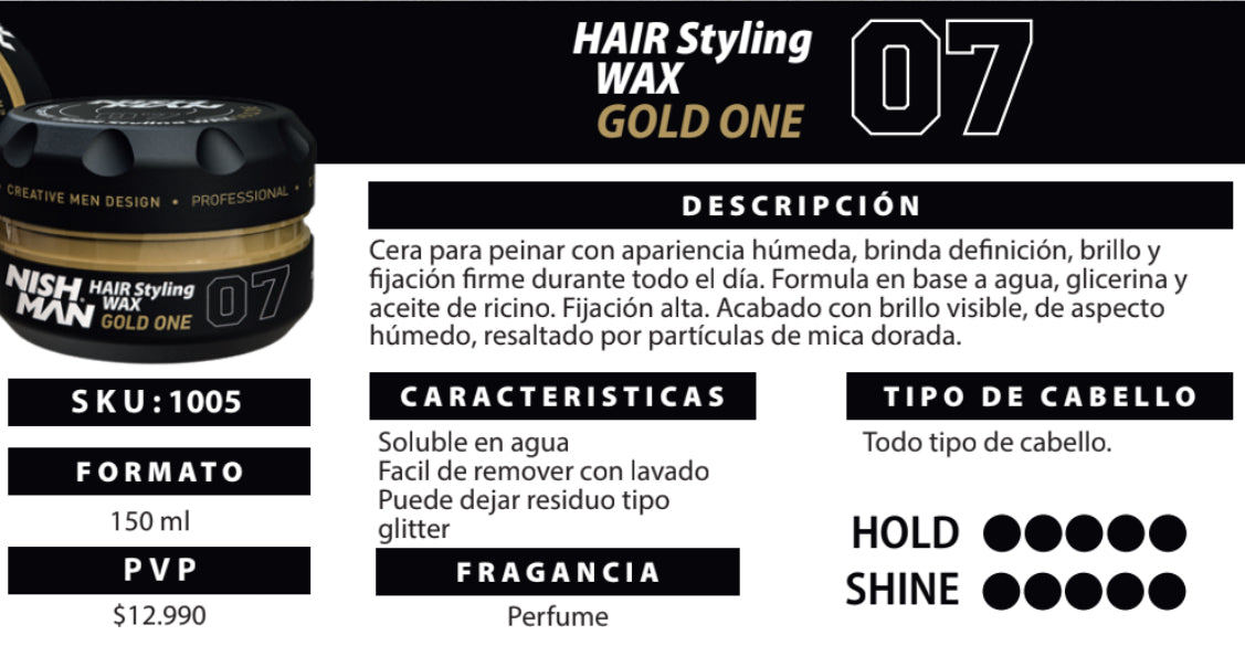 HAIR AQUA WAX NISHMAN GOLD ONE 07 150ml (cera capilar)
