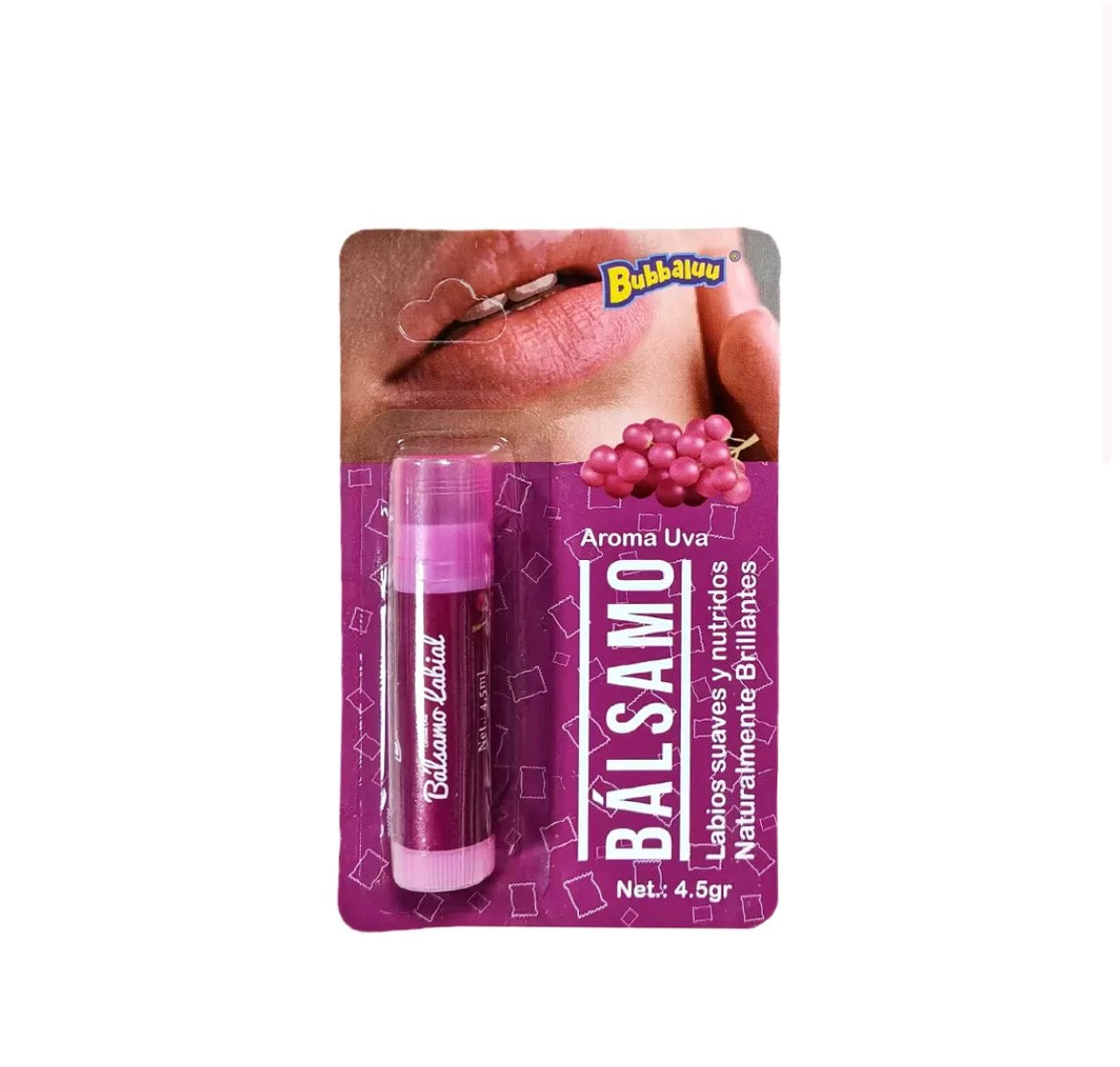 BALSAMO LABIAL HIDRATANTE 4,5gr BUBBALUU AROMA UVA