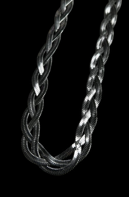 COLLAR TRENZADO ACERO PLATEADO 40cm 10mm