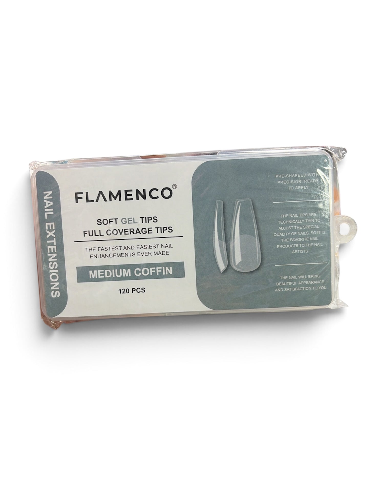 (MEDIUM COFFIN) SOFT GEL TIPS 120PCS FLAMENCO
