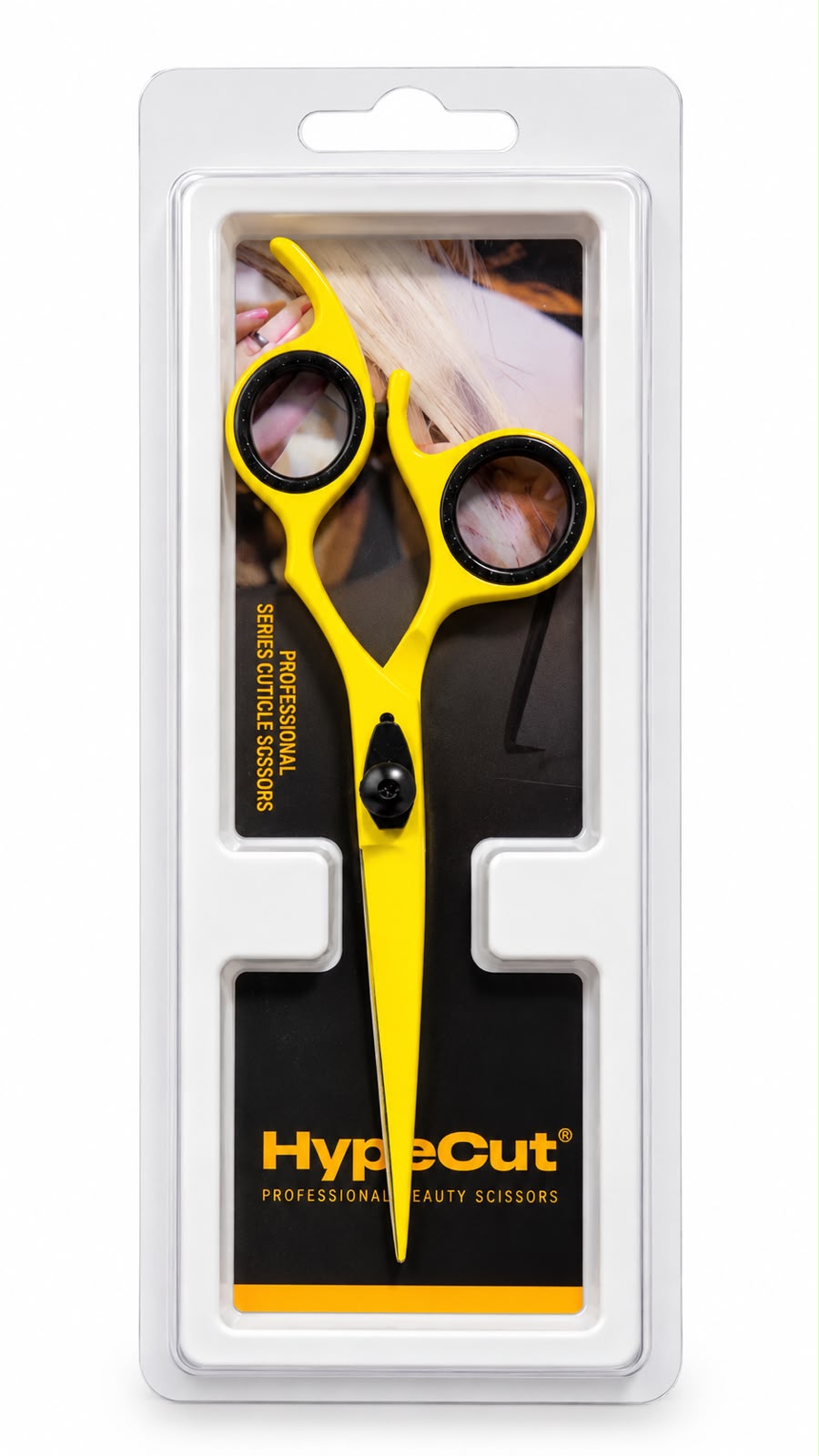 TIJERA FILO NAVAJA HYPECUT 6” AMARILLO / PROFESIONAL ACERO PAKISTANÍ