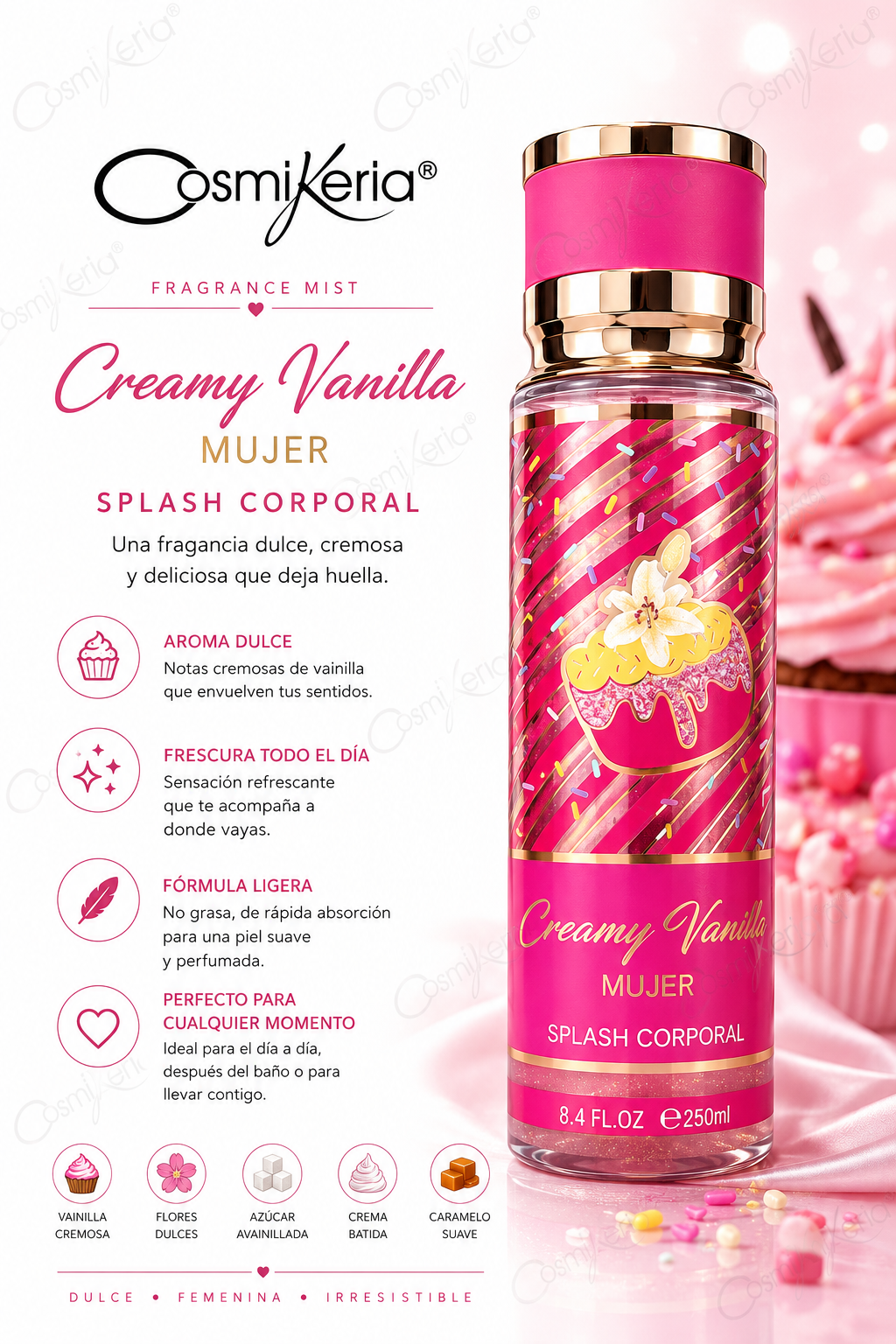 CREAMY VAINILLA SPLASH CORPORAL MUJER ÁRABE 250 ml