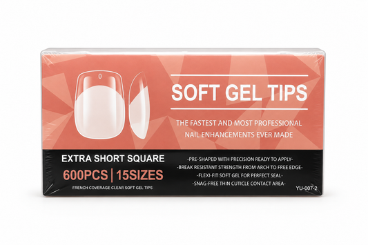 TIPS SOFT GEL EXTRA SHORT SQUARE 600pcs 15sizes