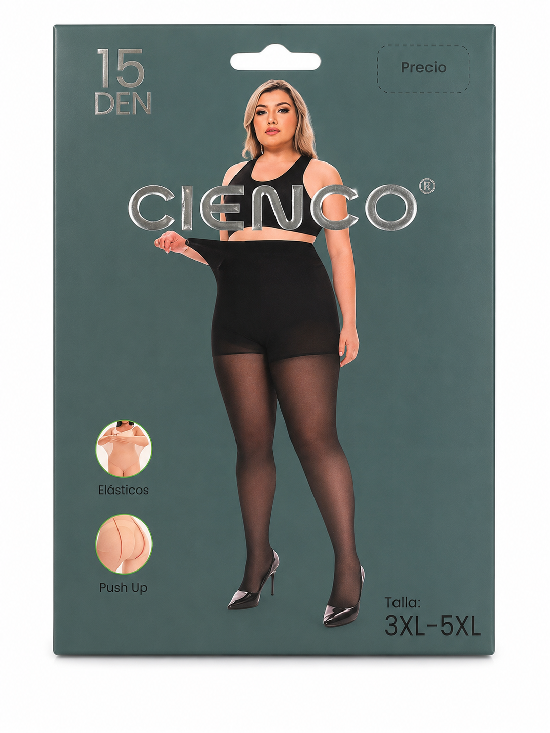 Pantys negras con pretina 3xL - 5 xl