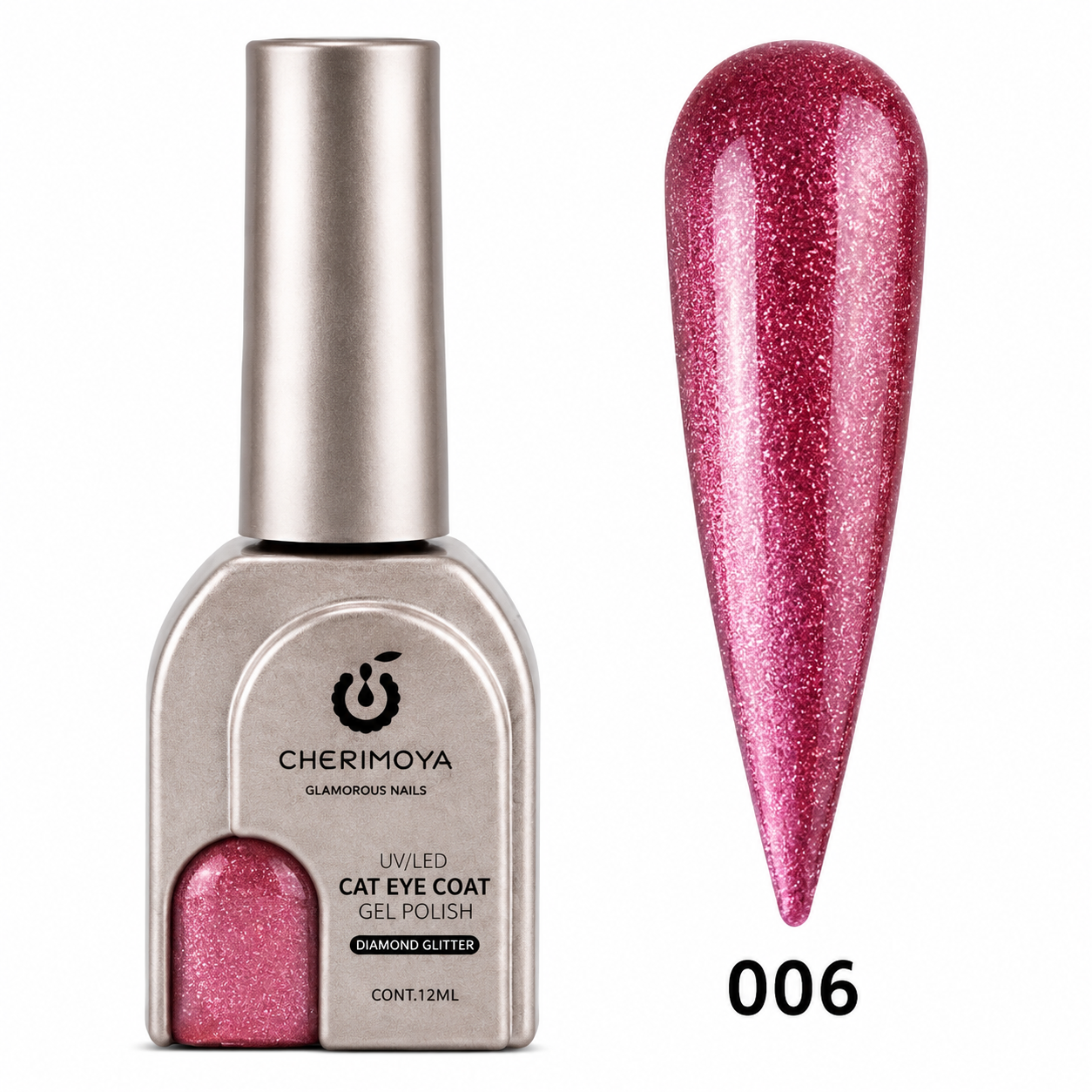 006 DIAMOND GLITTER ESMALTE OJO DE GATO 12ml CHERIMOYA