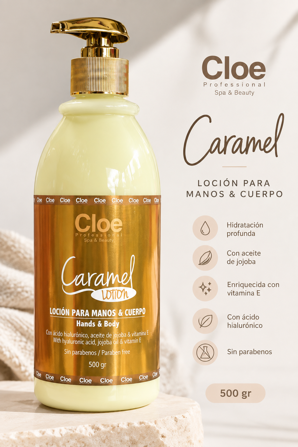 LOCIÓN PARA MANOS Y CUERPO - CARAMEL LOTION CLOE 500gr