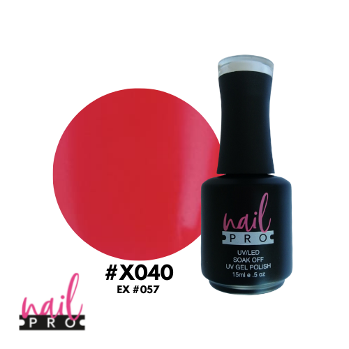 ESMALTE PERMANENTE X040 NAIL PRO (Rojo coral flúor)