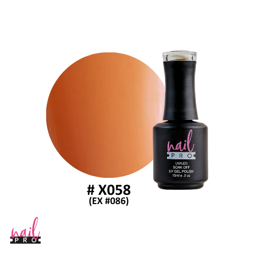 ESMALTE PERMANENTE X058 NAIL PRO (naranjo pastel flúor)