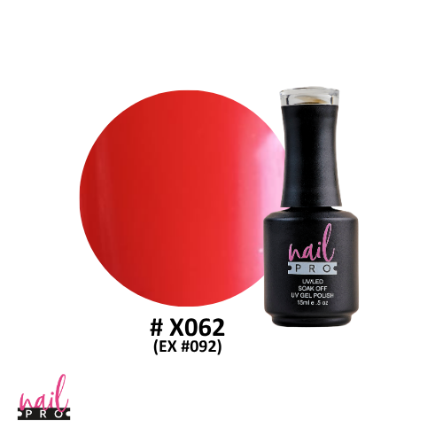 ESMALTE PERMANENTE X062 NAIL PRO (naranjo rojo flúor)