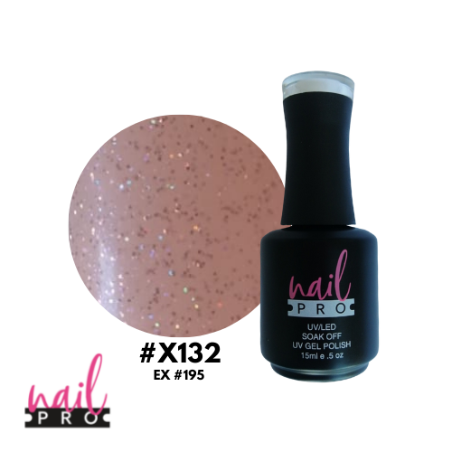 ESMALTE PERMANENTE X132 NAIL PRO (Rosa traslúcido micro glitter)