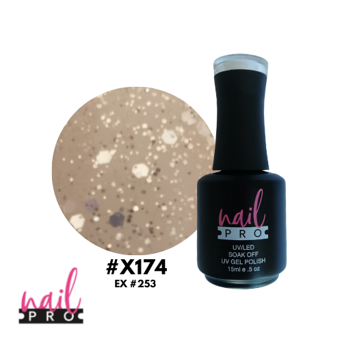 ESMALTE PERMANENTE X174 NAIL PRO (glitter traslucido silver)