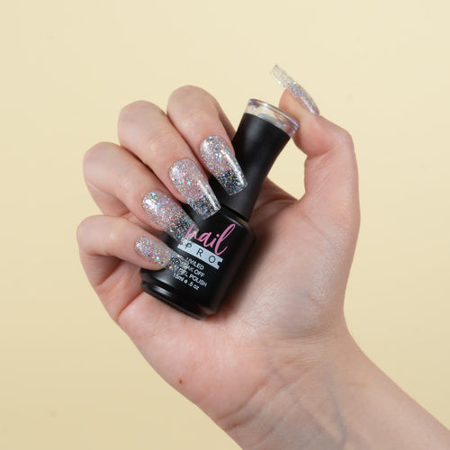 ESMALTE PERMANENTE X175 NAIL PRO (glitter traslucido silver)