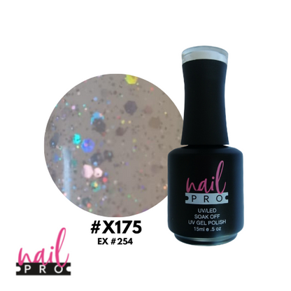 ESMALTE PERMANENTE X175 NAIL PRO (glitter traslucido silver)