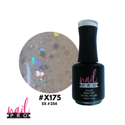 ESMALTE PERMANENTE X175 NAIL PRO (glitter traslucido silver)
