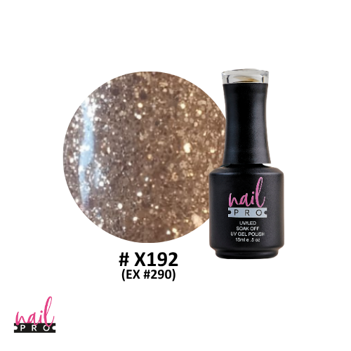 ESMALTE PERMANENTE X192 NAIL PRO (glitter dorado)