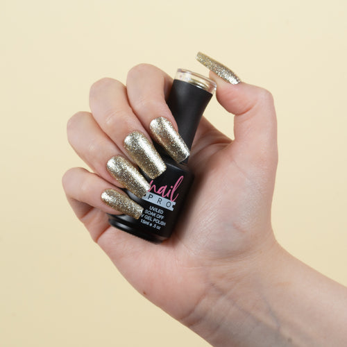 ESMALTE PERMANENTE X202 NAIL PRO (glitter dorado intenso)