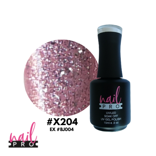 ESMALTE PERMANENTE X204 NAIL PRO (glitter rosado intenso)
